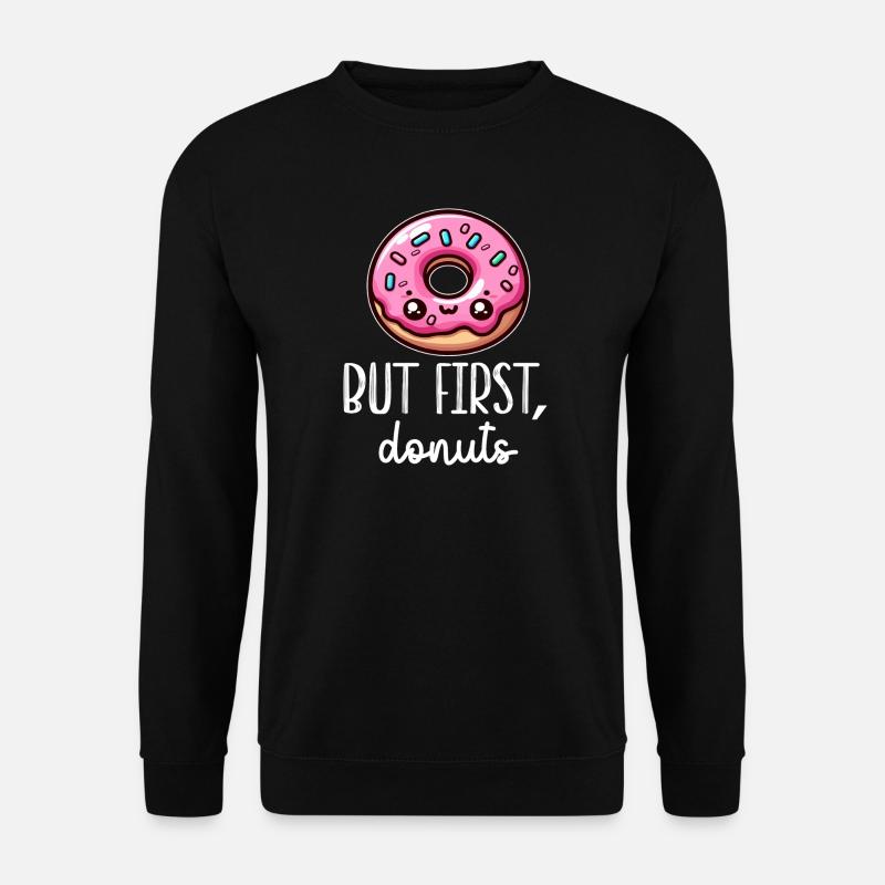 Kawaii Donut First Donuts - Unisex Sweatshirt - black