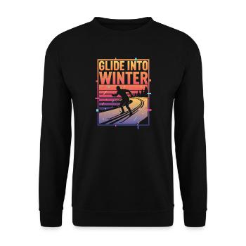 Langlauf Glide Into Winter Neon Retro - Unisex Pullover - Schwarz - Vorne - Alina (178cm) & Michal (187cm)