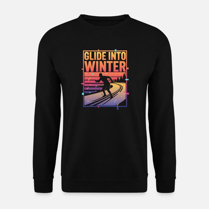 Langlauf Glide Into Winter Neon Retro - Unisex Pullover - Schwarz