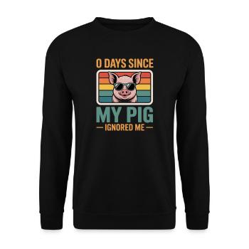 0 Days Since My Pig Ignored Me Pig Farmer Lover - Unisex Sweatshirt - black - Front - Alina (178cm) & Michal (187cm)