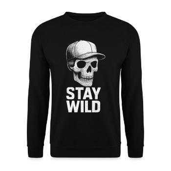 Street Art Skull Stay Wild Urban Style - Unisex Sweatshirt - black - Front - Alina (178cm) & Michal (187cm)