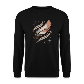 Boho Seele Feder - Unisex Pullover - Schwarz - Vorne - Alina (178cm) & Michal (187cm)