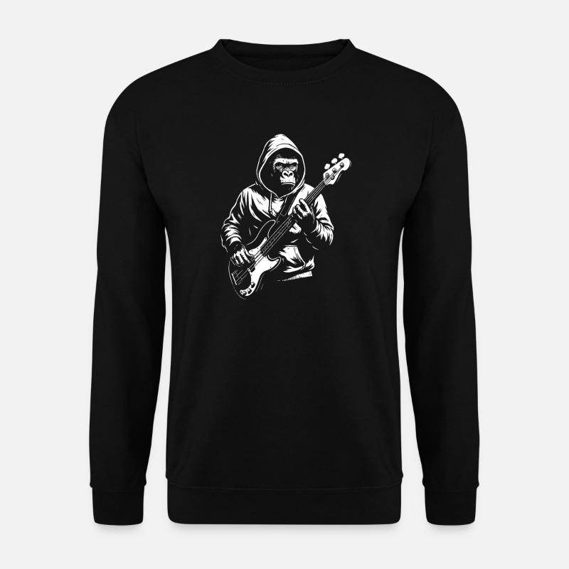 Kapuzen-Affe Bassist Silhouette - Unisex Pullover - Schwarz