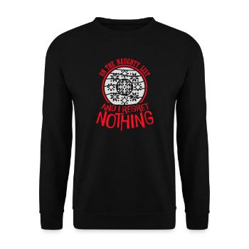 On the naughty list and regret nothing XMas Spruch - Unisex Sweatshirt - black - Front - Alina (178cm) & Michal (187cm)