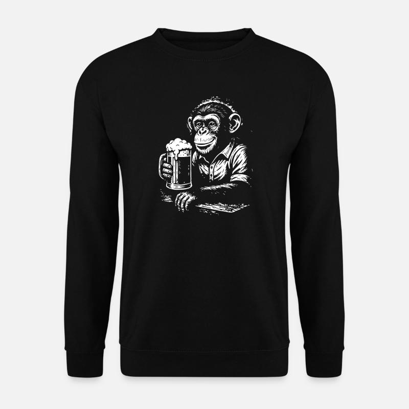 Bier Liebender Affe Portrait T-Shirt - Unisex Pullover - Schwarz
