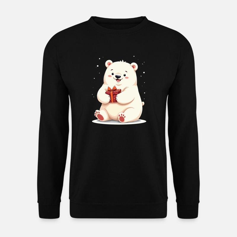 Niedlicher Eisbär mit Geschenkillustration - Unisex Pullover - Schwarz