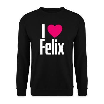 I Love Felix Pinkes Herz Ich liebe Felix - Unisex Pullover - Schwarz - Vorne - Alina (178cm) & Michal (187cm)