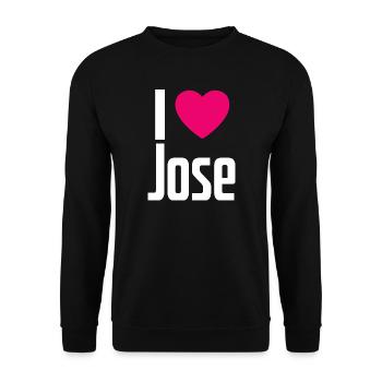 I Love Jose Pinkes Herz Ich liebe Jose - Unisex Pullover - Schwarz - Vorne - Alina (178cm) & Michal (187cm)