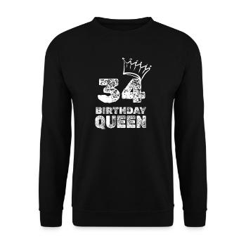 Birthday 34 - Unisex Sweatshirt - black - Front - Alina (178cm) & Michal (187cm)
