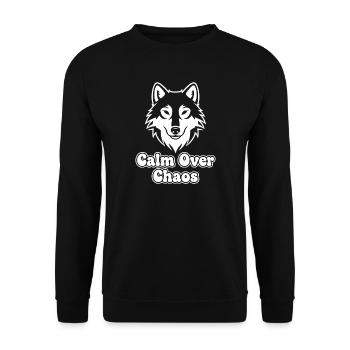 Calm Over Chaos Wolf - Unisex Pullover - Schwarz - Vorne - Alina (178cm) & Michal (187cm)