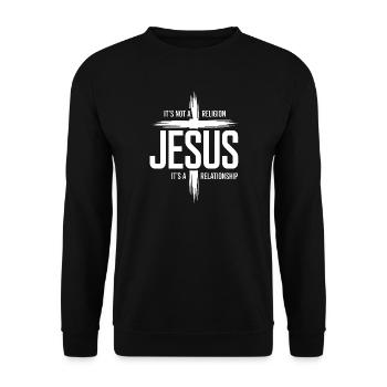 Jesus: It's Not a Religion, It's a Relationship - Unisex Sweatshirt - black - Front - Alina (178cm) & Michal (187cm)