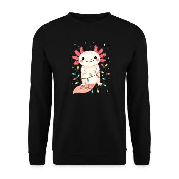 Axolotl Weihnachten Weihnachtspullover lustig süß - Unisex Pullover - Schwarz - Vorne - Alina (178cm) & Michal (187cm)