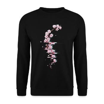 Glitch Cherry Blossom Modern Blossom Branch - Unisex Sweatshirt - black - Front - Alina (178cm) & Michal (187cm)
