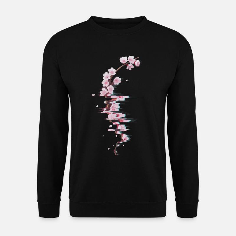 Glitch Kirschblüte moderner Blütenzweig - Unisex Pullover - Schwarz