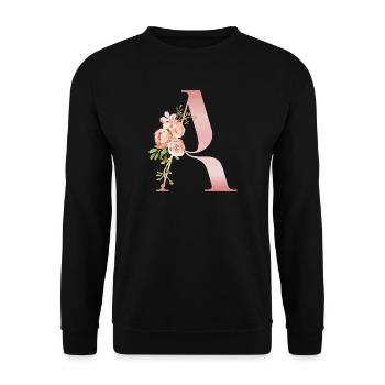 Monogramm Ein Pastellblume - Unisex Pullover - Schwarz - Vorne - Alina (178cm) & Michal (187cm)
