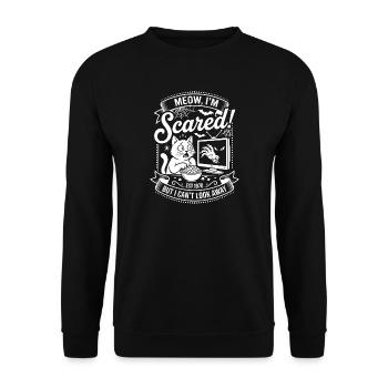 Meow I'm Scared - Horror Movie Cat - Unisex Sweatshirt - black - Front - Alina (178cm) & Michal (187cm)