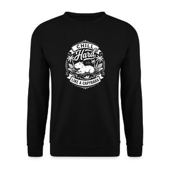 Chill Hard Capybara Vibes - Unisex Sweatshirt - black - Front - Alina (178cm) & Michal (187cm)