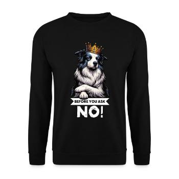 Avant que vous ne demandiez Border Collie Hütehund Collie - Sweat-shirt Unisexe - noir - Devant - Alina (178cm) & Michal (187cm)