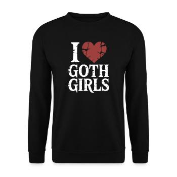 Ich liebe Goth Girls - Unisex Pullover - Schwarz - Vorne - Alina (178cm) & Michal (187cm)