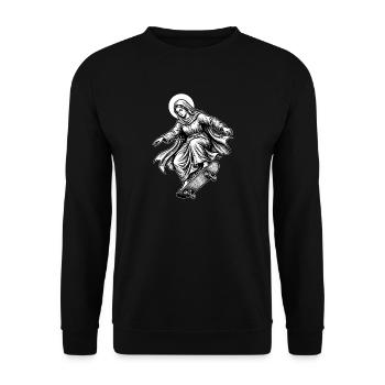 Skate Mary Virgin Kickflip – lustiges Skateboard-Meme - Unisex Pullover - Schwarz - Vorne - Alina (178cm) & Michal (187cm)