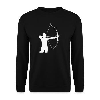 Bogenschütze Silhouette - Unisex Pullover - Schwarz - Vorne - Alina (178cm) & Michal (187cm)