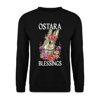 Bénédictions d’Ostara Joyeuse Lapin de Pâques - Sweat-shirt Unisexe - noir - Devant - Alina (178cm) & Michal (187cm)