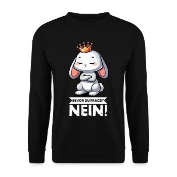 Bevor Du Fragst Nein Kaninchen Hase Hasen langohr  - Unisex Pullover - Schwarz - Vorne - Alina (178cm) & Michal (187cm)