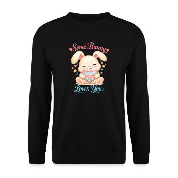 Some Bunny loves you - Unisex Pullover - Schwarz - Vorne - Alina (178cm) & Michal (187cm)