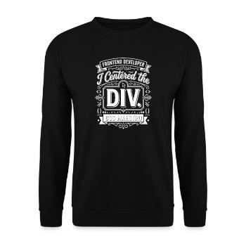 I Centered the Div Vintage Badge - Unisex Pullover - Schwarz - Vorne - Alina (178cm) & Michal (187cm)