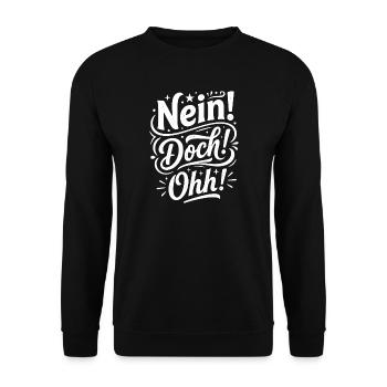 Nein Doch Ohh Typo Kontrast - Unisex Pullover - Schwarz - Vorne - Alina (178cm) & Michal (187cm)