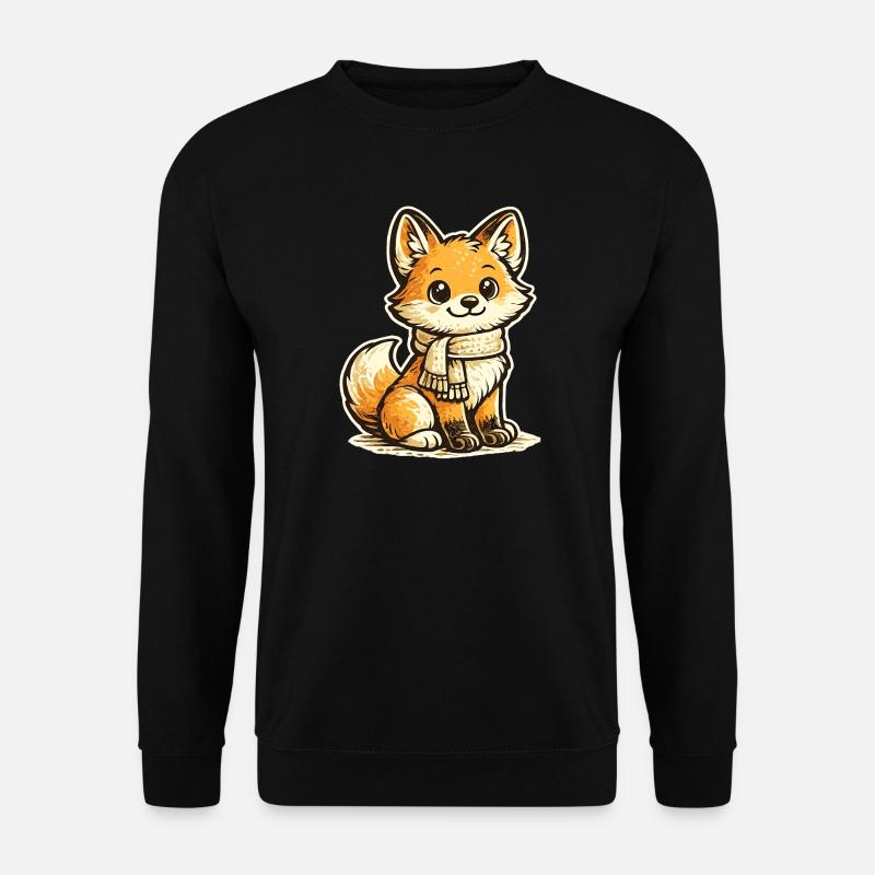Warming fox with scarf - Unisex Sweatshirt - black