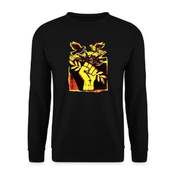 Frieden Peace Pazifisten - Unisex Pullover - Schwarz - Vorne - Alina (178cm) & Michal (187cm)