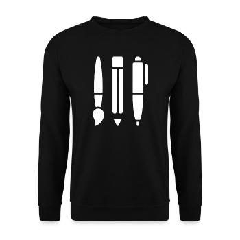 Brush, Pencil and Pen - Art Symbol - Unisex Sweatshirt - black - Front - Alina (178cm) & Michal (187cm)