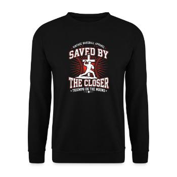 Saved By The Closer Christian Baseball Jesus - Unisex Sweatshirt - black - Front - Alina (178cm) & Michal (187cm)