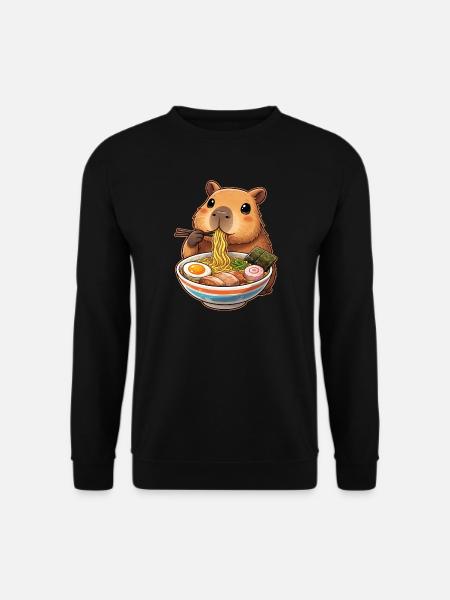Capybara Eats Ramen Noodles - Unisex Sweatshirt - black