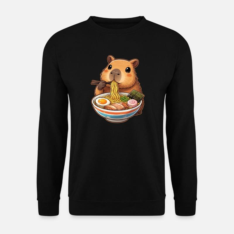 Capybara Eats Ramen Noodles - Unisex Sweatshirt - black