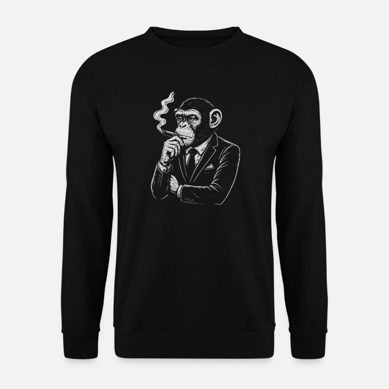 Zigarrenaffe im Anzug Retro - Unisex Pullover - Schwarz