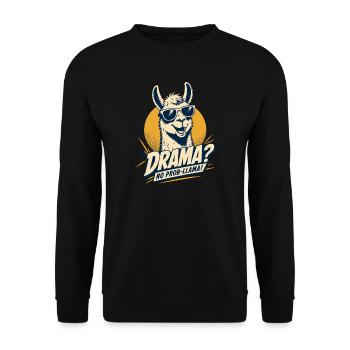Drama No Prob Llama Humor - Unisex Sweatshirt - black - Front - Alina (178cm) & Michal (187cm)