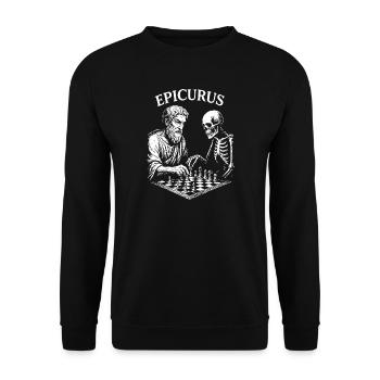 Épicure jouant aux échecs avec un squelette - Sweat-shirt Unisexe - noir - Devant - Alina (178cm) & Michal (187cm)