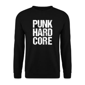 Distressed Punk Hardcore Typografie - Unisex Pullover - Schwarz - Vorne - Alina (178cm) & Michal (187cm)