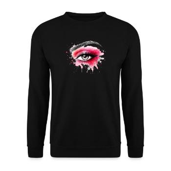 Œil aquarelle avec maquillage rose - Sweat-shirt Unisexe - noir - Devant - Alina (178cm) & Michal (187cm)