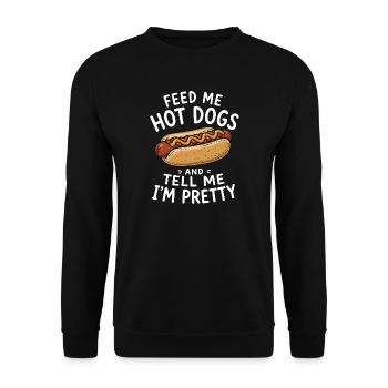 Gib mir Hotdogs und sag mir, ich bin ein richtiger - Unisex Pullover - Schwarz - Vorne - Alina (178cm) & Michal (187cm)
