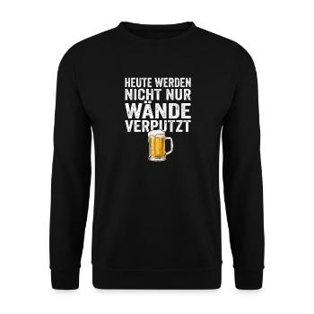 Lustiger Bier Spruch Maurer - Unisex Pullover - Schwarz - Vorne - Alina (178cm) & Michal (187cm)