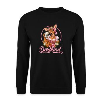 Dorflokind im Dirndl - Unisex Pullover - Schwarz - Vorne - Alina (178cm) & Michal (187cm)
