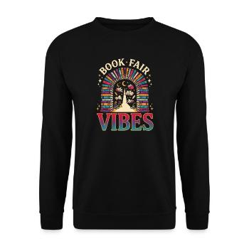 Buchmesse-Vibes - Unisex Pullover - Schwarz - Vorne - Alina (178cm) & Michal (187cm)