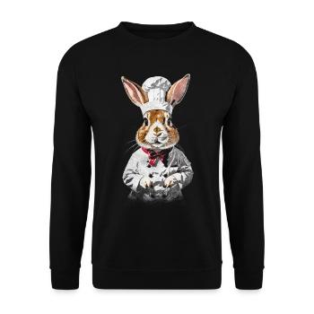 Chef Rabbit - Unisex Pullover - Schwarz - Vorne - Alina (178cm) & Michal (187cm)