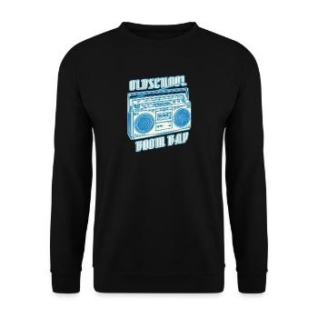 Oldschool Boom Bap Hip Hop Retro Streetwear - Unisex Pullover - Schwarz - Vorne - Alina (178cm) & Michal (187cm)