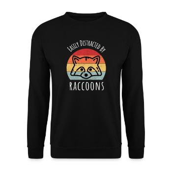 Leicht abgelenkt von Waschbären lustige Wildtierkunst - Unisex Pullover - Schwarz - Vorne - Alina (178cm) & Michal (187cm)