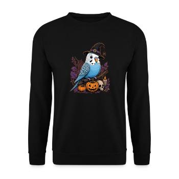 Wellensittich Halloween - Unisex Pullover - Schwarz - Vorne - Alina (178cm) & Michal (187cm)