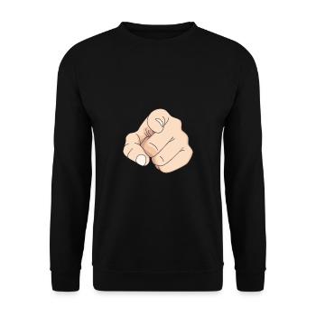 Doigt main index doigt design cadeau provocateur - Sweat-shirt Unisexe - noir - Devant - Alina (178cm) & Michal (187cm)